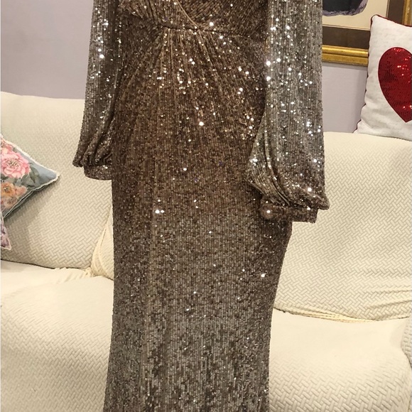 Badgley Mischka Ombré Gold sequin gown size XS - Picture 2 of 7